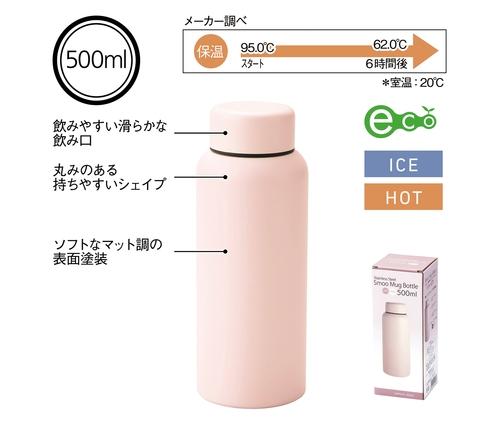 Smoo・真空二重構造ステンレスボトル500ml (ピンク)（241401）画像-4