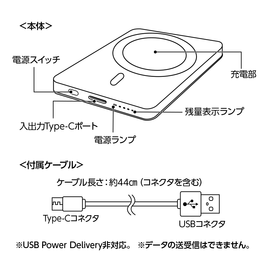 マグネット対応ワイヤレスモバイルチャージャー5000　ブラック（TE-0010-009）画像-6