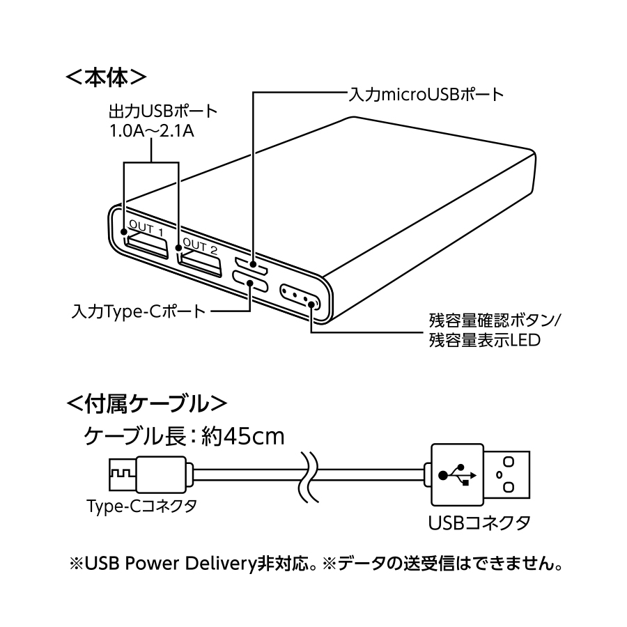 モバイルチャージャー10000mAh　　Type-C対応　オリーブ（TS-1637-025）画像-5