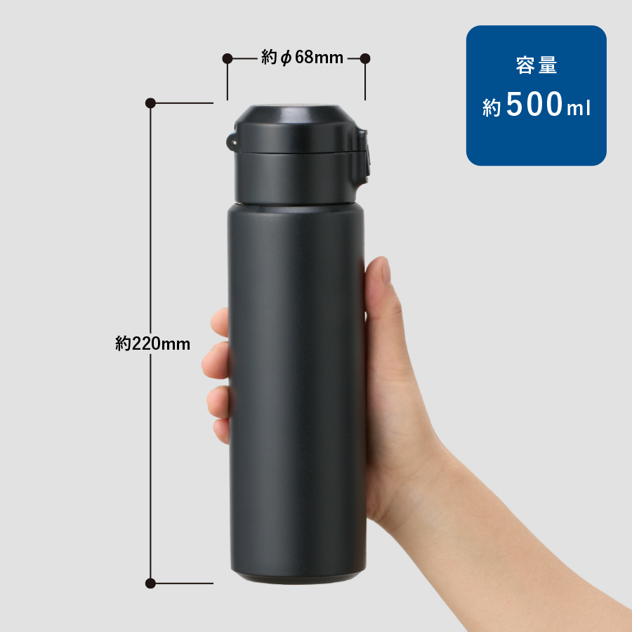 Zalattoワンタッチサーモボトル500ｍｌ　レッド（TS-1815-002）画像-3